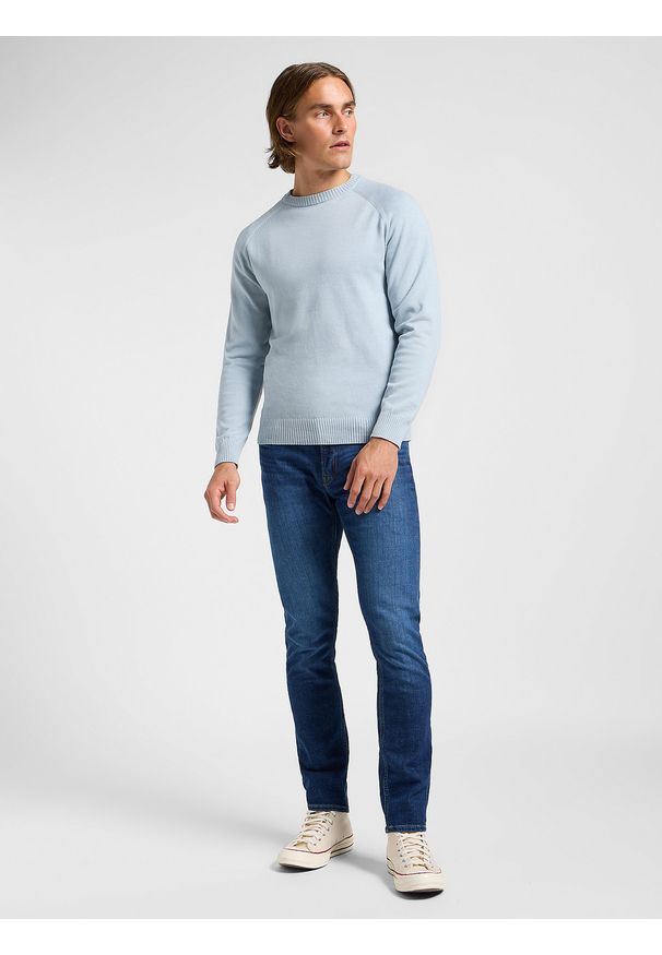 Lee - LEE MĘSKI SWETER LEE CLEAN RAGLAN SWEATER CONCRETE GRAY 112363891. Długość rękawa: raglanowy rękaw
