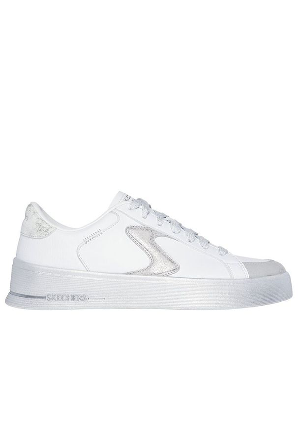 skechers - Buty damskie Skechers Hiland Quite Chic 185170WSL - białe. Zapięcie: sznurówki. Kolor: biały. Materiał: syntetyk, skóra, guma. Szerokość cholewki: normalna. Wzór: gładki. Model: Skechers Sport