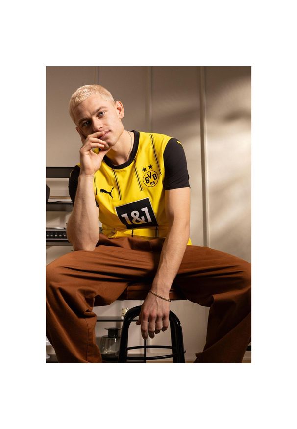 Puma - Męska koszulka domowa Borussia Dortmund 24/25 PUMA Faster Yellow Black. Kolor: żółty, wielokolorowy, czarny. Materiał: jersey