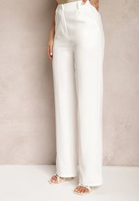 Renee - Białe Garniturowe Spodnie High Waist z Kieszeniami Blathe. Stan: podwyższony. Kolor: biały #3