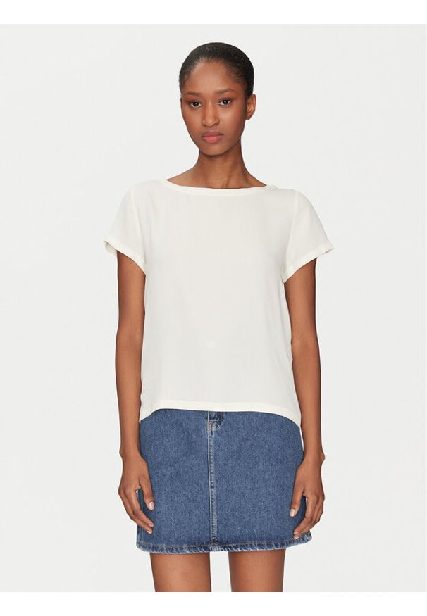 Marella T-Shirt Inn 2515111021 Écru Regular Fit. Kolor: kremowy. Materiał: jedwab
