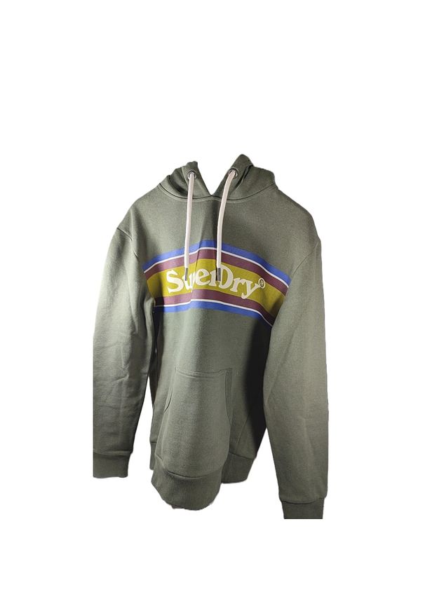 Bluza z kapturem w paski z logo Superdry Venue. Typ kołnierza: kaptur. Kolor: szary. Wzór: paski