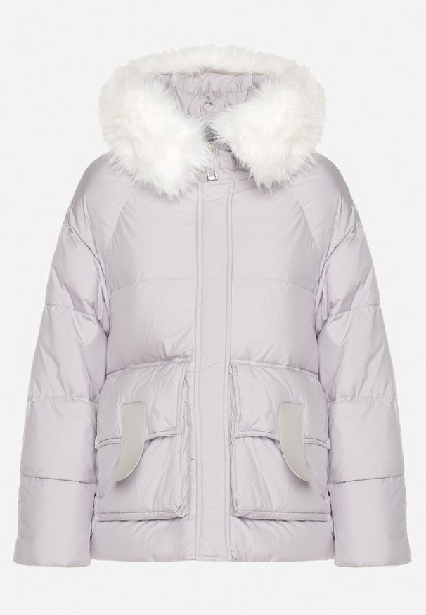 Born2be - Jasnoszara Kurtka Pikowana z Odpinanym Futerkiem Nomizia. Okazja: na co dzień, na spacer. Kolor: szary. Materiał: futro. Sezon: zima. Styl: casual, elegancki