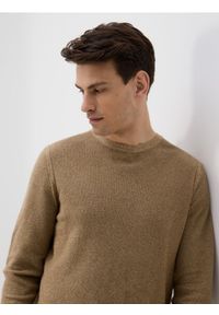 Reserved - Strukturalny sweter z bawełny - brązowy. Kolor: brązowy. Materiał: bawełna