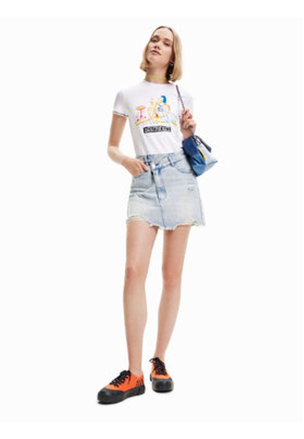 Desigual Spódnica jeansowa Tatum 23SWFD16 Niebieski Regular Fit. Kolor: niebieski. Materiał: bawełna