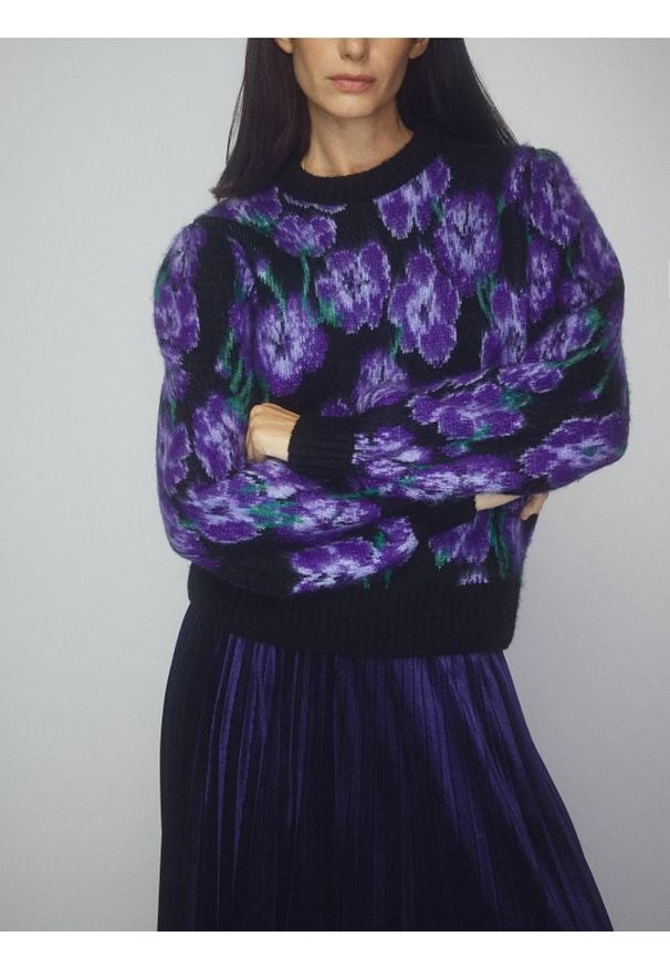 Reserved - Wzorzysty sweter - wielobarwny. Materiał: dzianina, wełna