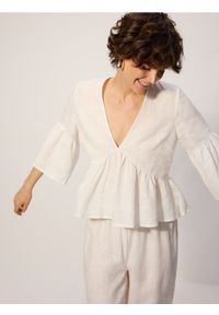 Reserved - Lniana bluzka - złamana biel. Materiał: len #1