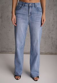 Renee - Niebieskie Bawełniane Jeansy High Waist z Szerokimi Nogawkami Zaeherris. Stan: podwyższony. Kolor: niebieski. Styl: elegancki #7