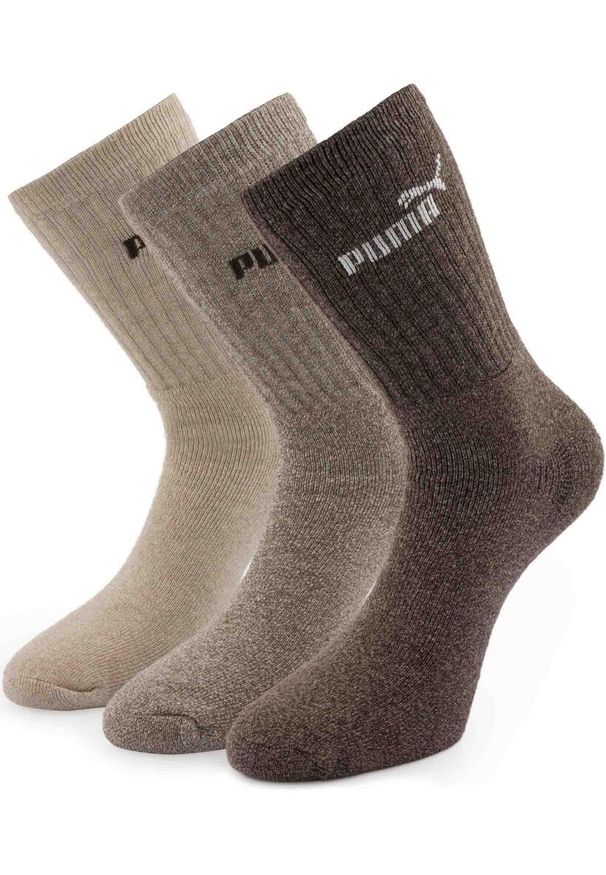 Skarpety Puma Crew 3-Pack 39-42: Wygoda i Zrównoważony Rozwój. Kolor: brązowy. Materiał: poliester, elastan, poliamid, bawełna. Sport: fitness