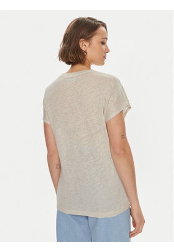 Calvin Klein T-Shirt K20K207260 Beżowy Relaxed Fit. Kolor: beżowy. Materiał: len