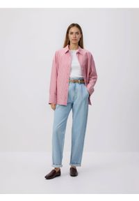 Reserved - Jeansy paperbag z dłuższą nogawką - niebieski. Kolor: niebieski. Długość: długie #1