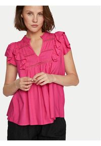 Vila Bluzka Visia 14097358 Różowy Regular Fit. Kolor: różowy. Materiał: wiskoza #6