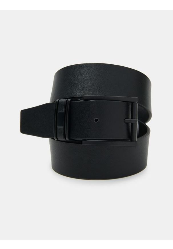 Sinsay - Pasek do spodni z imitacji skóry - czarny. Kolor: czarny. Materiał: skóra