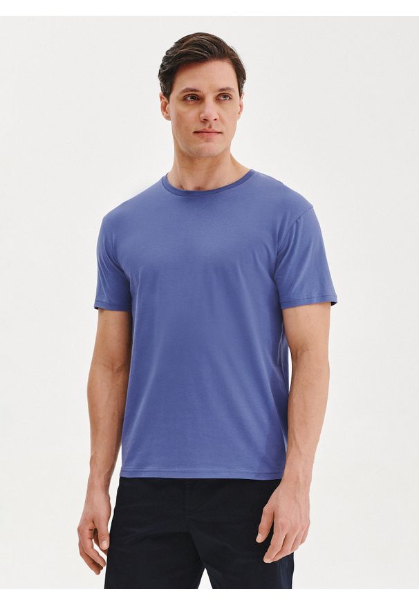 Pako Lorente - PAKO LORENTE – Bawełniany granatowy t-shirt. Okazja: na co dzień. Kolor: niebieski, żółty, oliwkowy, zielony. Materiał: bawełna. Styl: casual