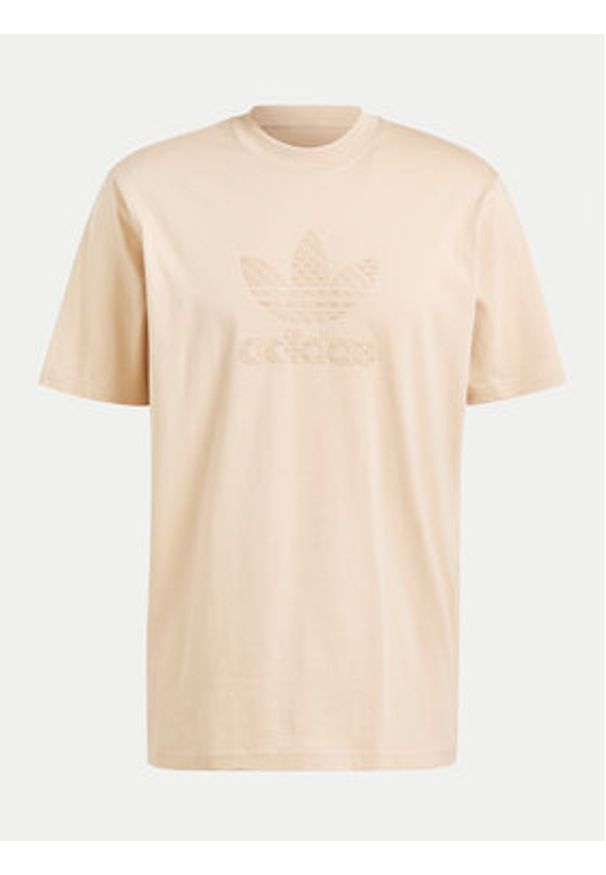 Adidas - adidas T-Shirt Mono IX6747 Beżowy Regular Fit. Kolor: beżowy. Materiał: bawełna
