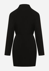 Born2be - Czarna Sukienka Kopertowa z Cienkim Sznureczkiem w Talii Perlea. Okazja: na co dzień. Kolor: czarny. Materiał: skóra. Typ sukienki: kopertowe. Styl: casual, klasyczny #7