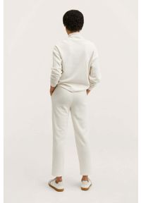 mango - Mango spodnie Maxime2 damskie kolor beżowy. Stan: podwyższony. Kolor: beżowy. Materiał: włókno