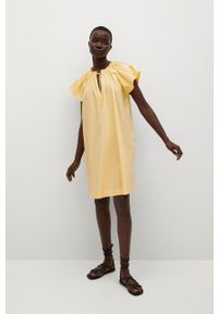 mango - Mango - Sukienka Deep. Kolor: żółty. Materiał: tkanina, bawełna. Długość rękawa: krótki rękaw #2