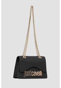Just Cavalli - JUST CAVALLI Czarna mini torebka damska Metal Lettering Style 7. Kolor: czarny. Materiał: skórzane. Styl: casual, elegancki #3