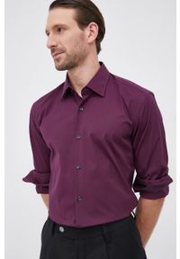BOSS - Boss Koszula męska kolor fioletowy slim z kołnierzykiem klasycznym. Typ kołnierza: kołnierzyk klasyczny. Kolor: fioletowy. Materiał: tkanina. Długość rękawa: długi rękaw. Długość: długie. Wzór: gładki. Styl: klasyczny #3