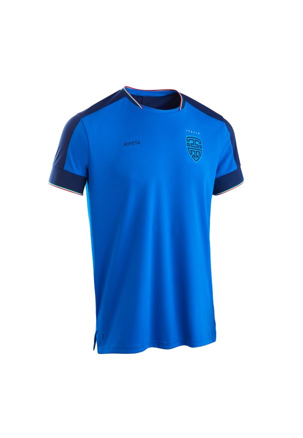 KIPSTA - Koszulka piłkarska Kipsta FF500 Włochy 2024. Kolor: niebieski. Materiał: tkanina, poliester, prążkowany, elastan, materiał. Sport: piłka nożna