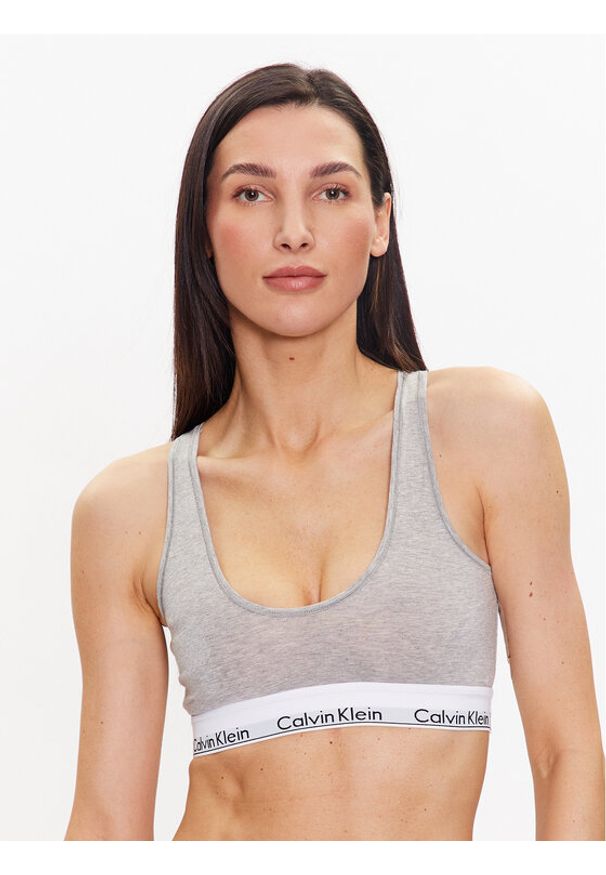 Calvin Klein Underwear Biustonosz top Unlined 000QF7214E Szary. Kolor: szary. Materiał: bawełna