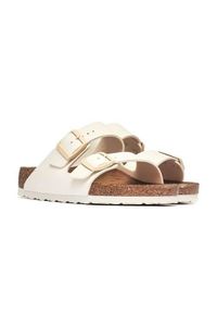 Klapki damskie Birkenstock Arizona. Kolor: brązowy, wielokolorowy, biały. Materiał: materiał