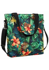 Shopperka zielona print Peterson [DH] PTN TK-03-5151. Kolor: zielony. Wzór: nadruk