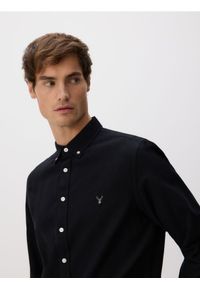 Reserved - Bawełniana koszula slim fit - czarny. Kolor: czarny. Materiał: bawełna
