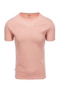 Ombre Clothing - T-shirt męski bawełniany BASIC - różowy V9 S1370 - XXL. Kolor: różowy. Materiał: bawełna. Styl: klasyczny #5