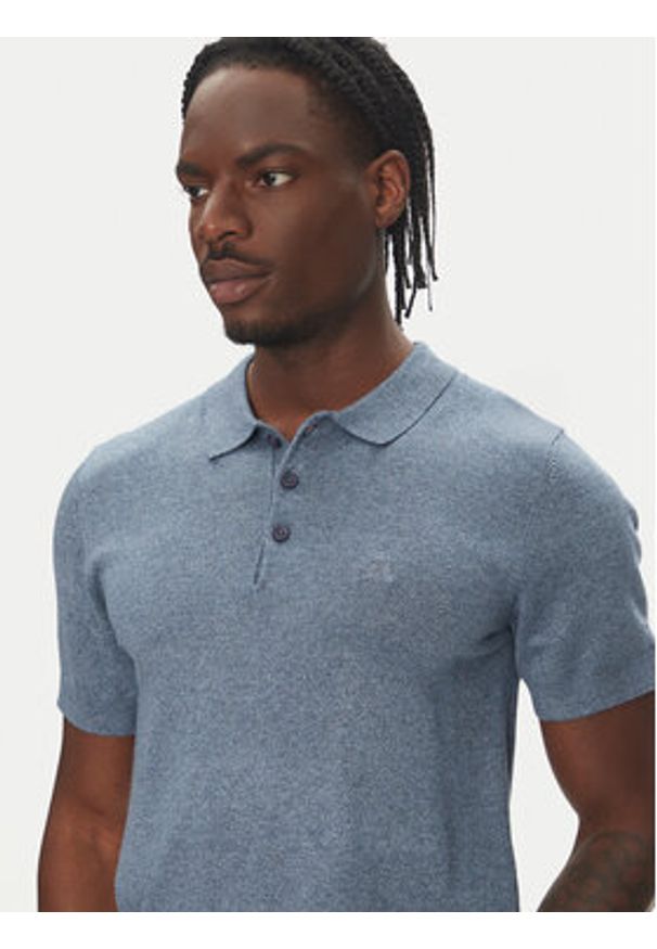 Lindbergh Polo 30-800159 Niebieski Slim Fit. Typ kołnierza: polo. Kolor: niebieski. Materiał: wiskoza
