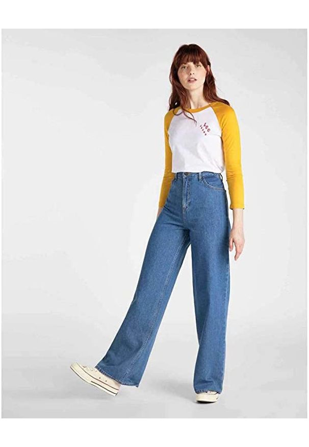 Lee - LEE REGLAN RINGER TEE DAMSKI LONGSLEEVE SLIM FIT GOLDEN YELLOW L41NWMNF 112109105. Długość rękawa: długi rękaw