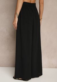 Renee - Czarne Spodnie z Bawełną o Szerokim Kroju High Waist z Paskiem Iveleldi. Stan: podwyższony. Kolor: czarny. Materiał: bawełna. Styl: elegancki #4