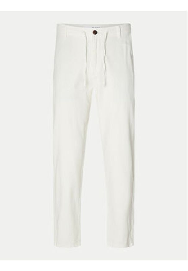 Selected Homme Chinosy 16087636 Biały Slim Tapered Fit. Kolor: biały. Materiał: bawełna, len