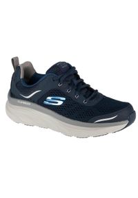 skechers - Buty sportowe Sneakersy męskie, Skechers D'Lux Walker. Zapięcie: sznurówki. Kolor: niebieski. Materiał: materiał, syntetyk. Szerokość cholewki: normalna. Sport: turystyka piesza