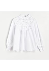 Reserved - Bluzka z ażurowym wzorem - Biały. Kolor: biały. Wzór: ażurowy #1