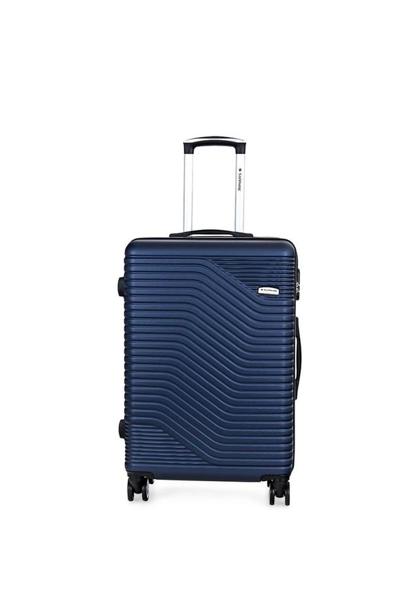 SAPPHIRE - Walizka na kółkach Sapphire ST-140 granatowa - średnia M DUO. Kolor: niebieski. Materiał: guma, kauczuk, materiał. Styl: elegancki, klasyczny
