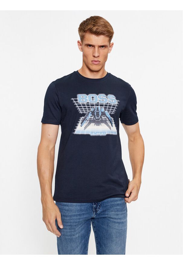 BOSS - Boss T-Shirt Teenter 50503551 Granatowy Regular Fit. Kolor: niebieski. Materiał: bawełna