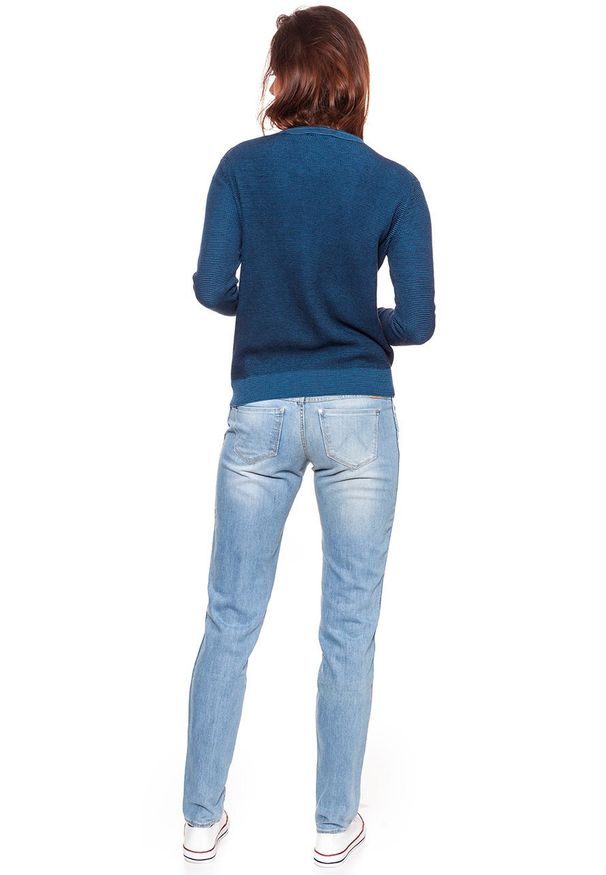 Wrangler - DAMSKI SWETER WRANGLER TWO TONE KNIT NAVY W81081P35 112132225. Materiał: bawełna, dzianina