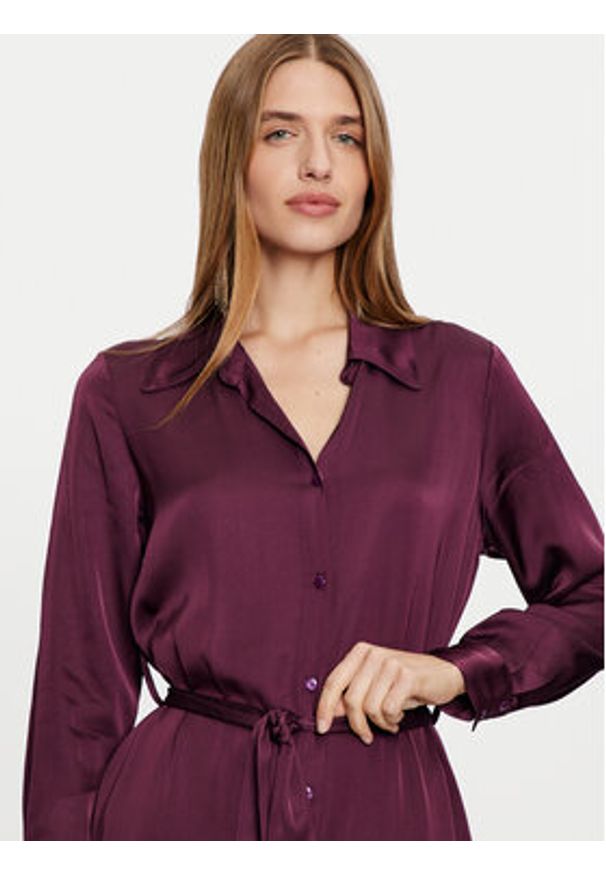 Haveone Sukienka koszulowa AWG-M017 Fioletowy Regular Fit. Kolor: fioletowy. Materiał: wiskoza. Typ sukienki: koszulowe