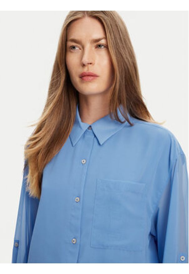 Calvin Klein Koszula LV044B902G Niebieski Regular Fit. Kolor: niebieski. Materiał: syntetyk