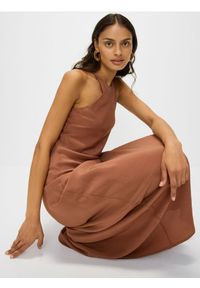 Reserved - Sukienka z wiskozy - brązowy. Kolor: brązowy. Materiał: wiskoza. Typ sukienki: dopasowane #1