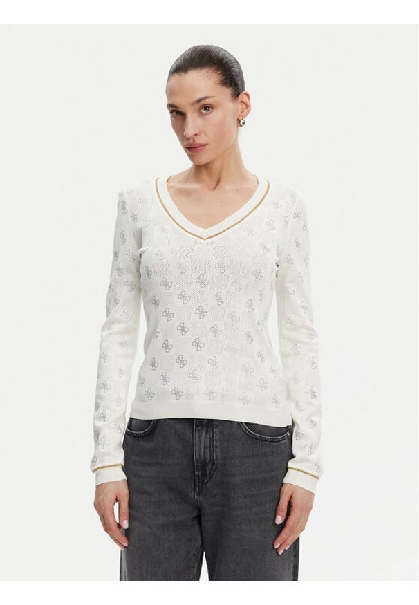 Guess Sweter W5GR07 Z3D60 Beżowy Regular Fit. Kolor: beżowy. Materiał: wiskoza