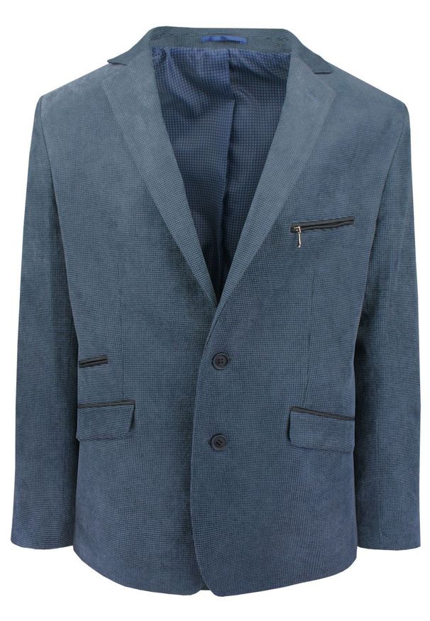 Granatowa, Taliowana Marynarka, 2 Guziki - Casino, Męska. Kolor: niebieski. Materiał: poliester, wiskoza