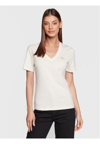 Calvin Klein Jeans T-Shirt J20J220303 Beżowy Slim Fit. Kolor: beżowy. Materiał: bawełna