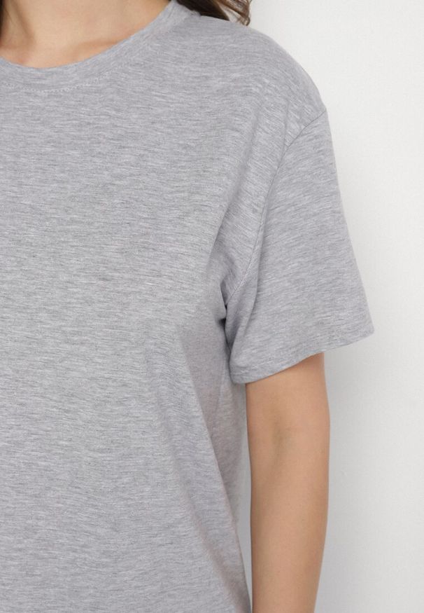 Born2be - Szary T-shirt z Bawełny w Klasycznym Stylu Tulseli. Okazja: na co dzień. Kolor: szary. Materiał: bawełna. Styl: klasyczny