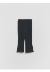 Reserved - Ocieplane spodnie flare - ciemnoszary. Kolor: szary. Materiał: bawełna, dzianina