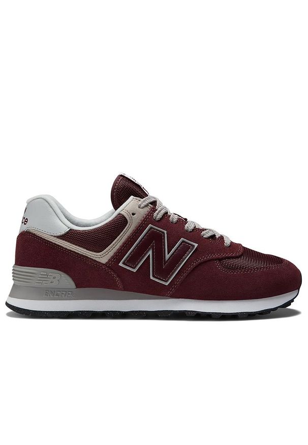 Buty męskie New Balance ML574EVM - bordowe. Okazja: na co dzień. Kolor: czerwony. Materiał: syntetyk, materiał, skóra, guma, zamsz. Szerokość cholewki: normalna. Model: New Balance 574