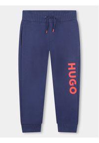 Hugo Spodnie dresowe G00042 S Granatowy Regular Fit. Kolor: niebieski. Materiał: bawełna