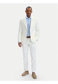 BOSS Marynarka Hutson Peak 262 50561857 Biały Slim Fit. Kolor: biały. Materiał: len #3